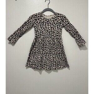 The Children's Place Girls Leopard Print Fit & Flare Long Sleeve Dress Size 5/6